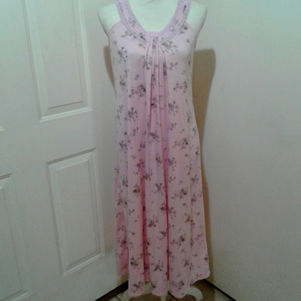 🌺 Like New Liz & Co. Pink Floral Knit Nightgown